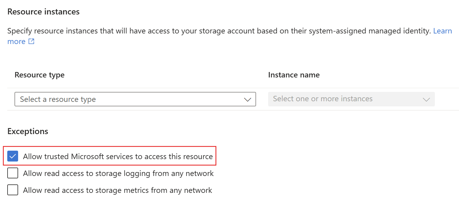 Snímek obrazovky stránky brány firewall a sítě pro Azure Storage v portálu Azure.