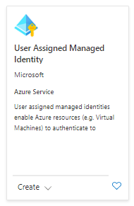 Snímek obrazovky dlaždice spravované identity, která byla přiřazena uživatelem v Azure Marketplace.