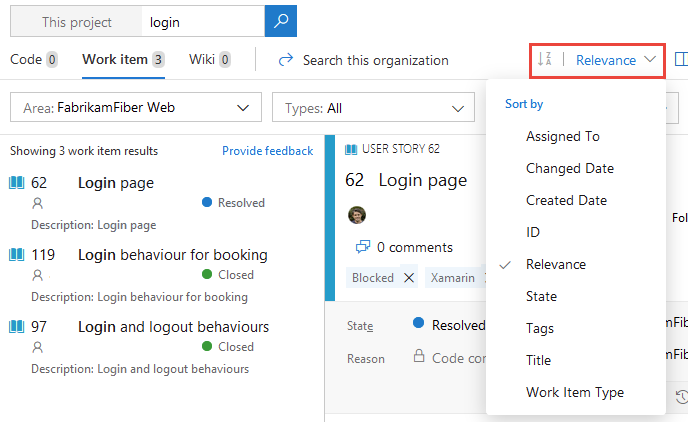 Screenshot der Dropdownliste 