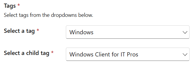 Contoh penggunaan dropdown hierarkis untuk memilih tag.