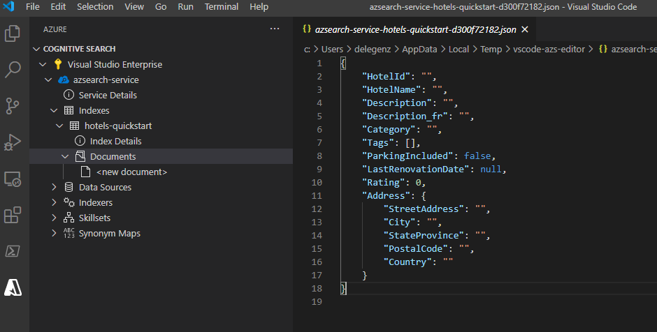 ドキュメント json を作成する
