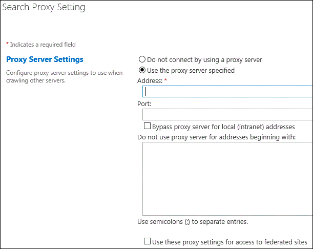 Caixa de diálogo Configuração de Proxy de Pesquisa