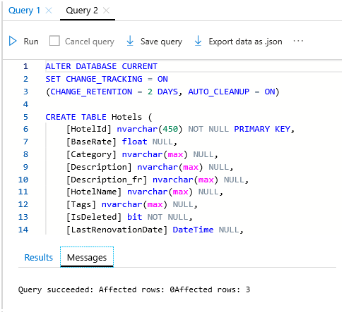查詢編輯器視窗中 SQL 腳本的截圖。